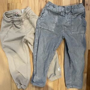Zara Kids Beige Joggers and Gray Corduroy Pants